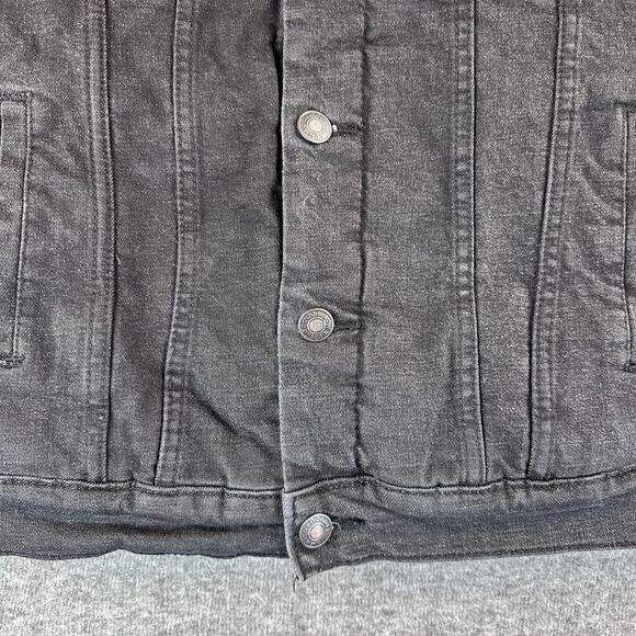 Goodfellow Denim Trucker Jacket Mens Size Small Black Faux Shearling Sherpa - Picture 6 of 11